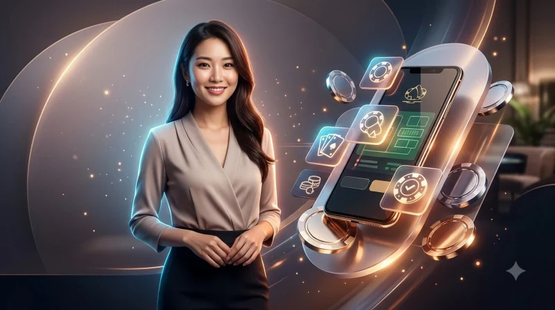 Ba cửa cược Player, Banker và Tie trong baccarat với các chồng chip khác nhau