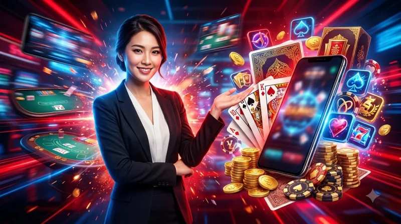 Ba lá bài Tây đặt trên mặt bàn cinematic minh họa khái niệm bài liêng cho người mới