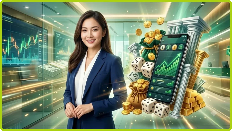 Ba viên xúc xắc minh họa luật chơi tài xỉu với cửa Tài và cửa Xỉu