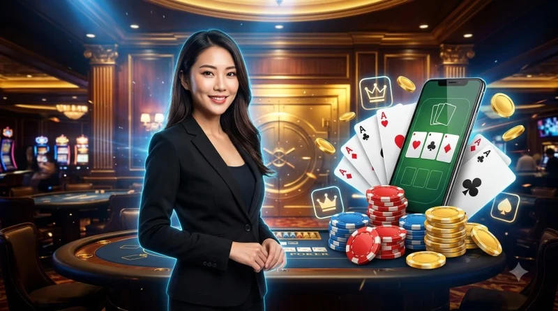 Minh họa quy trình chia bài liêng chuẩn với ba lá bài úp và thao tác công khai minh bạch