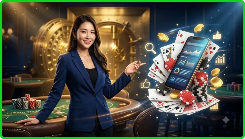 Minh họa quy trình chia bài liêng chuẩn với ba lá bài úp và thao tác công khai minh bạch